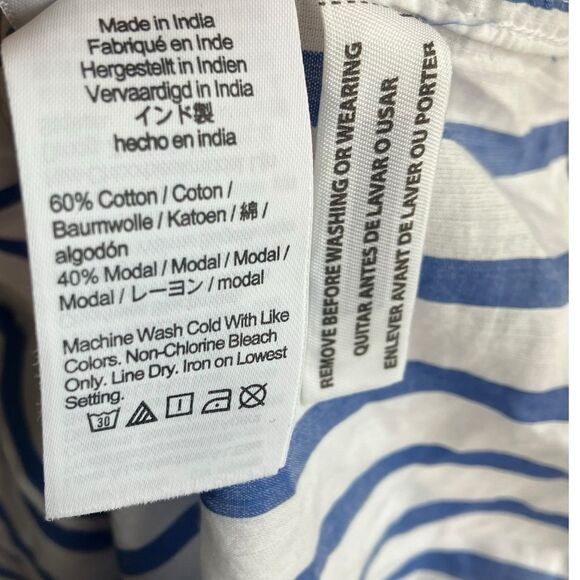J Crew Shirt WMNS 2 Blue Striped Button Down Garçon Cotton Voile Nautical Preppy - Picture 6 of 14